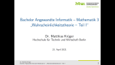 Mathe 3 (AI) - 3. Vorlesung vom 23.04.2021